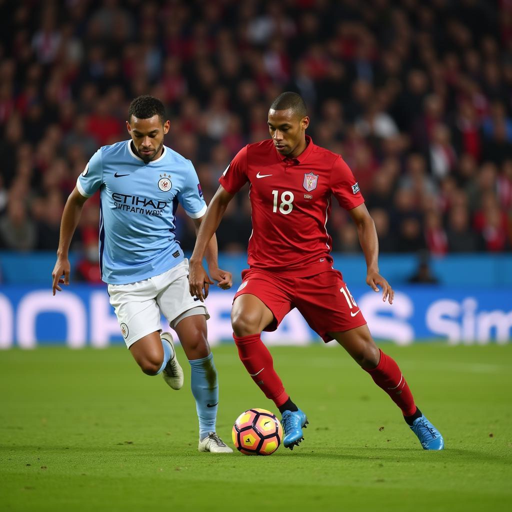 Kylian Mbappe showcasing his speed and dribbling skills