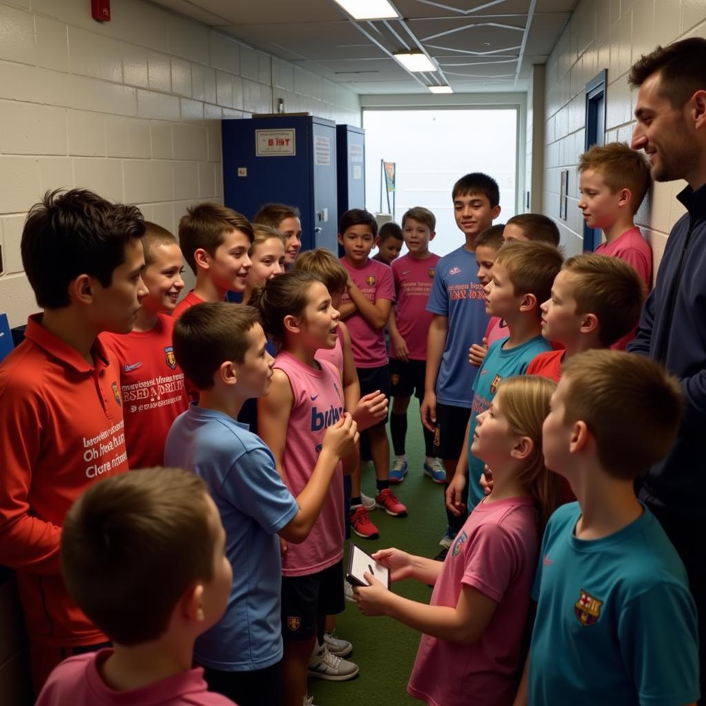 Children meet their football heroes through the player escort program