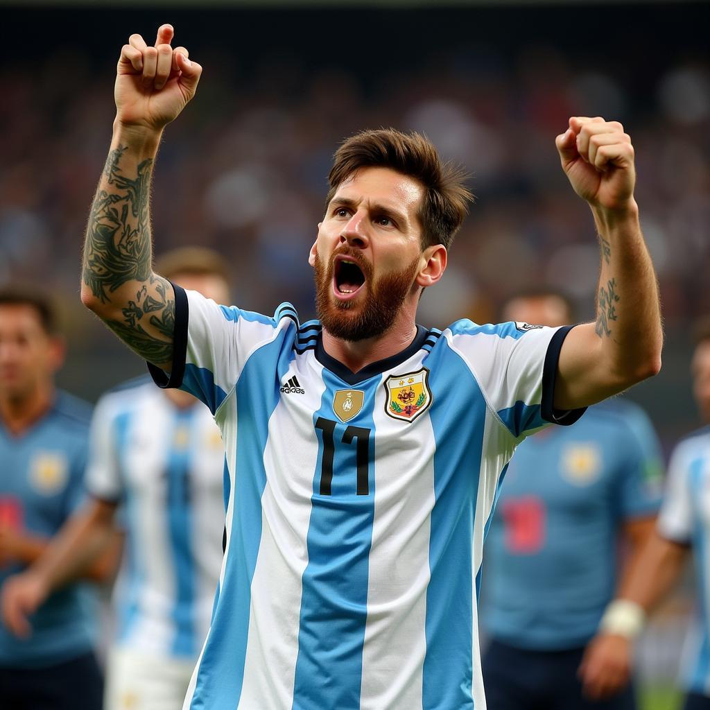 Lionel Messi celebrating Copa America victory