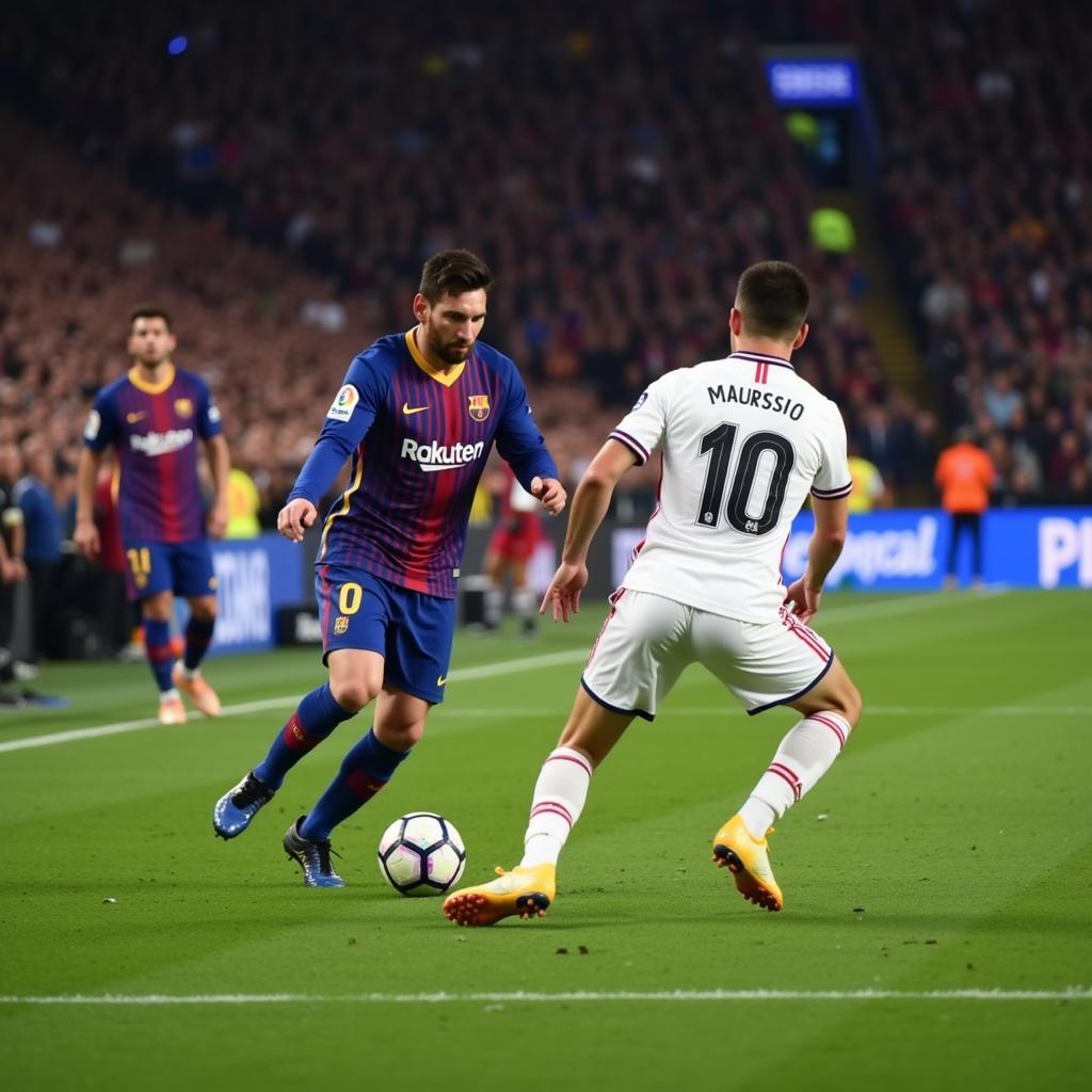 Messi Passing Under Pressure