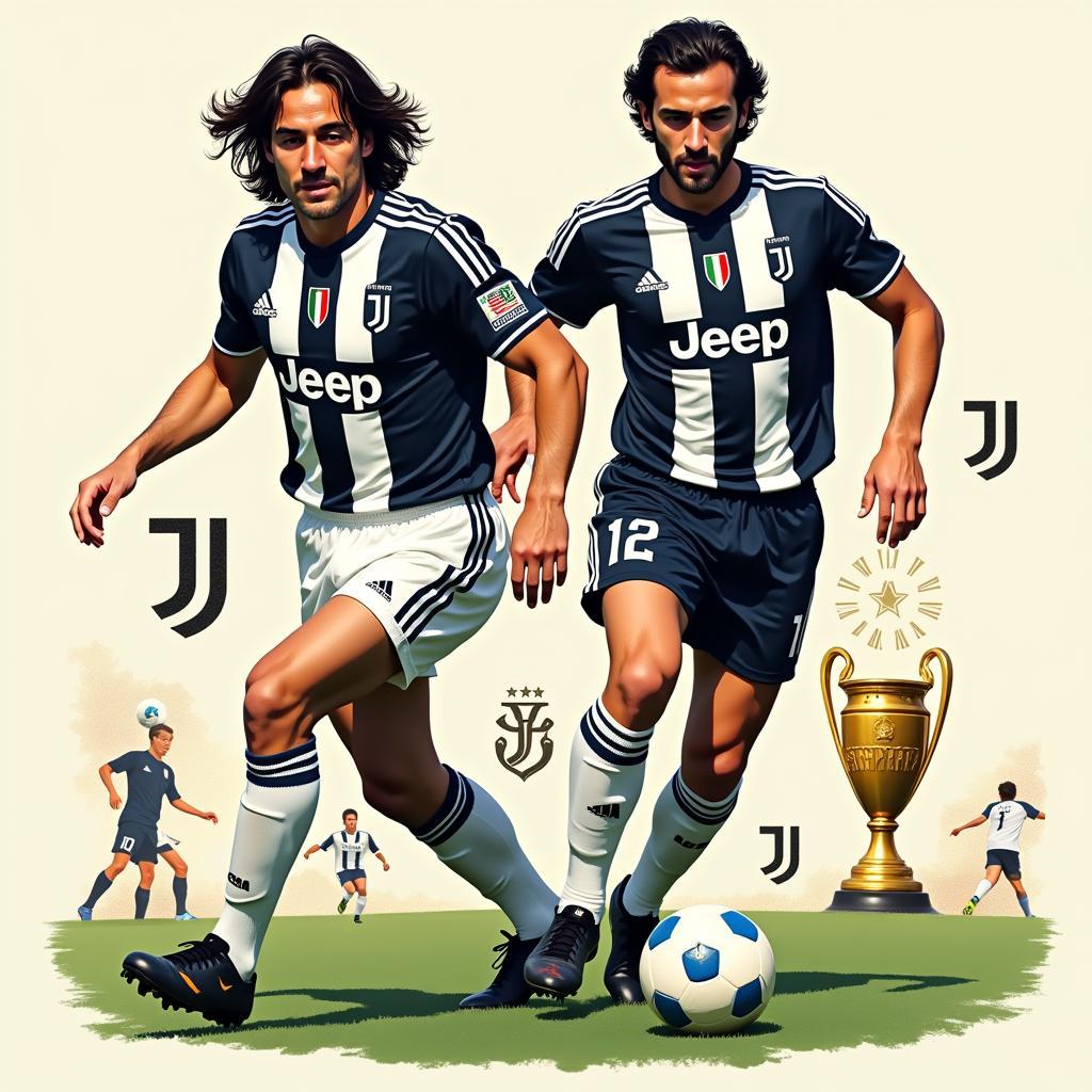 Legendary Juventus Midfielders Michel Platini and Andrea Pirlo