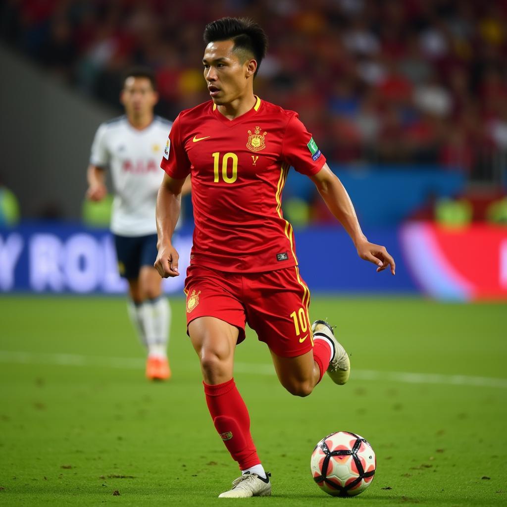 Minh Vương playing for the Vietnam national team