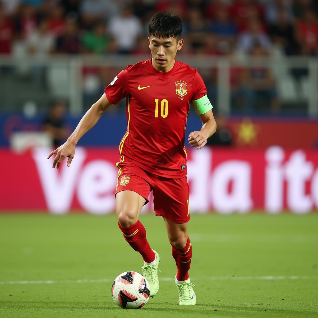 Minh Vuong playing for the Vietnamese national team