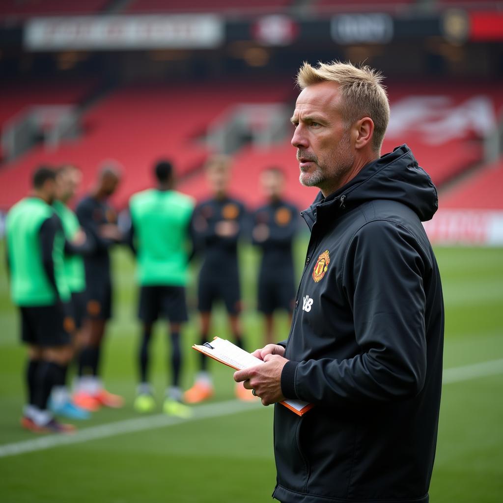 Mitchell van der Gaag coaching at Manchester United