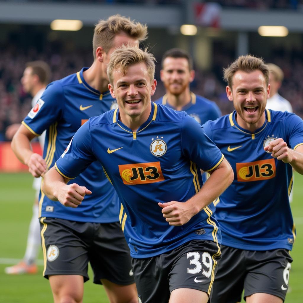 Erling Haaland celebrating a goal for Molde FK