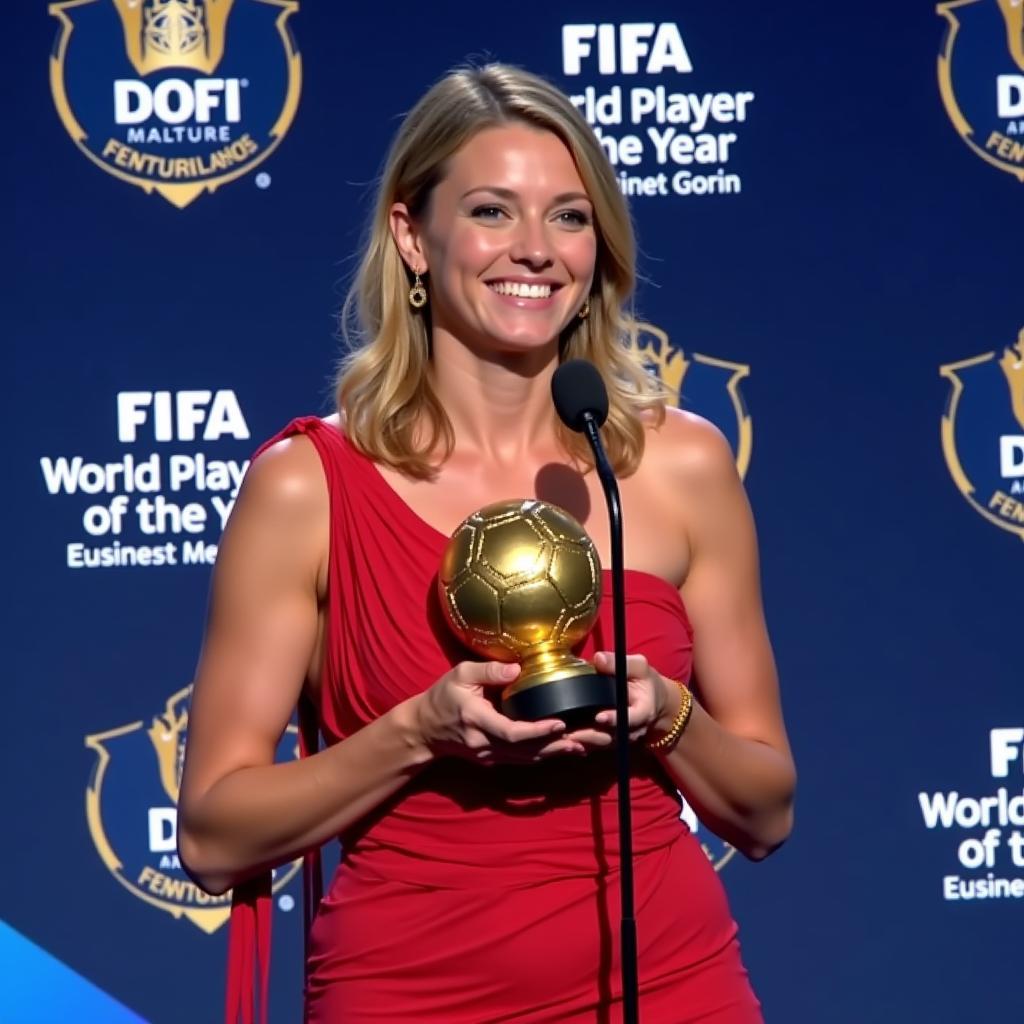 Nadine Angerer receiving FIFA World Player of the Year award