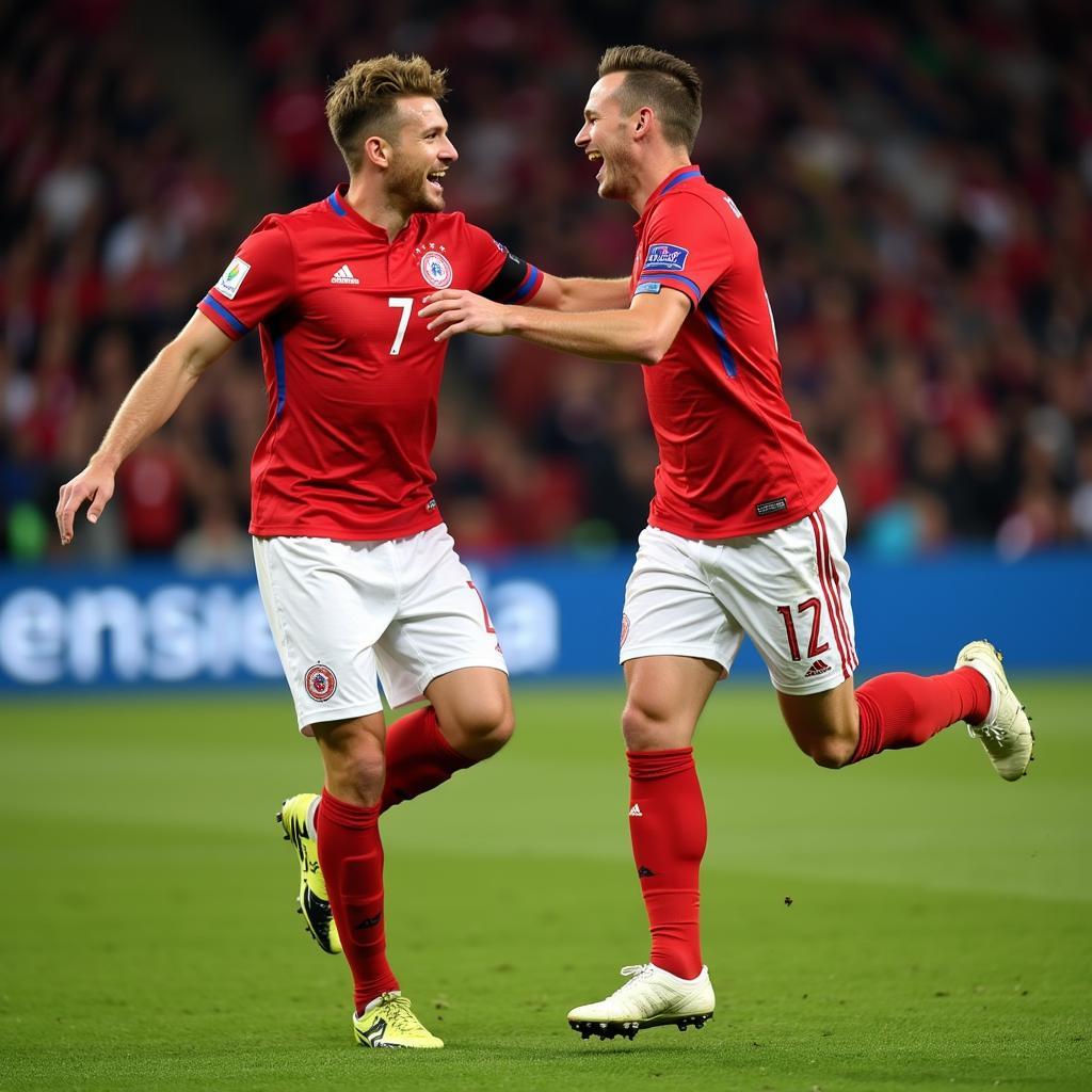 Nagelsmann and Haaland celebrating a goal