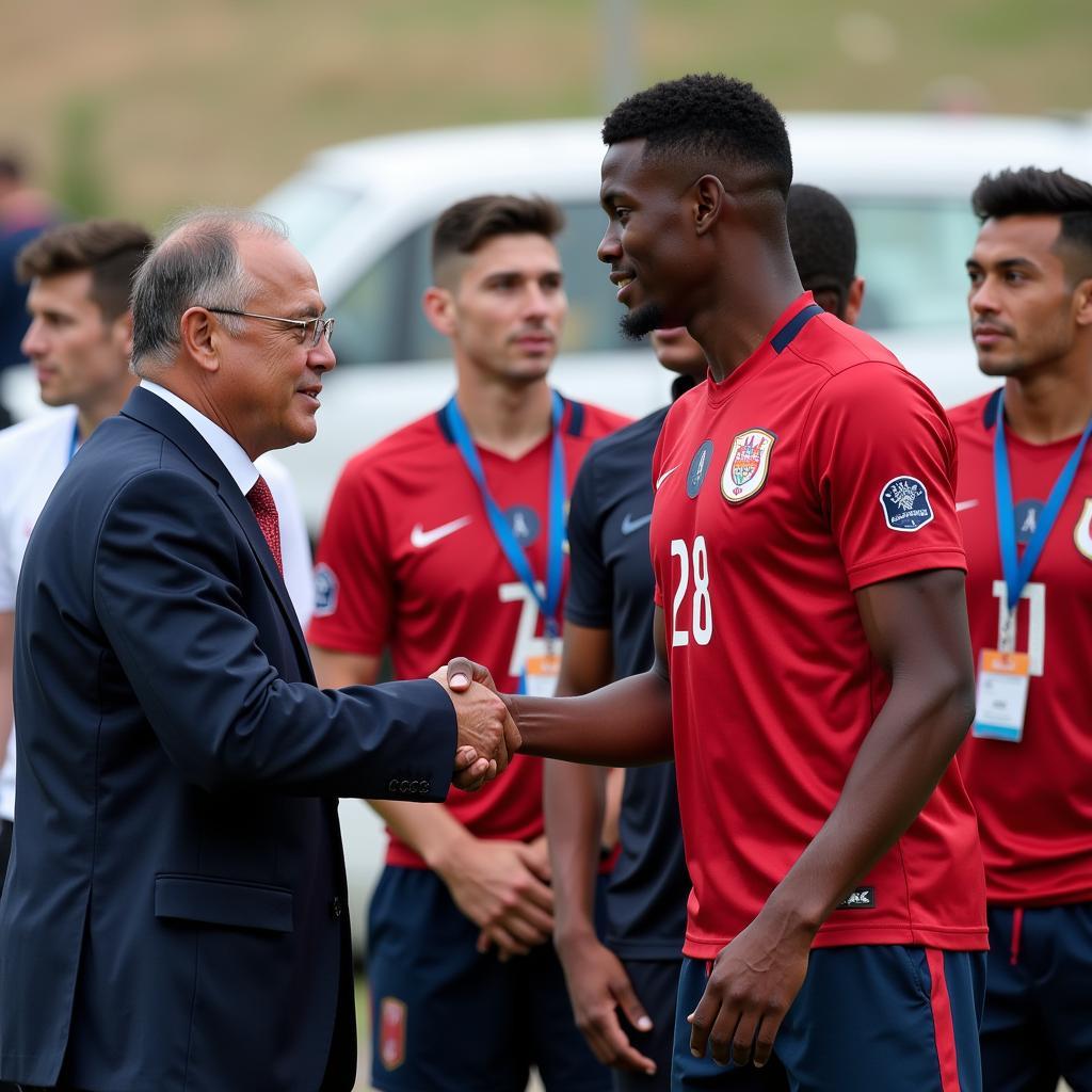 National Assembly President Shakes Hands with U23 Captain