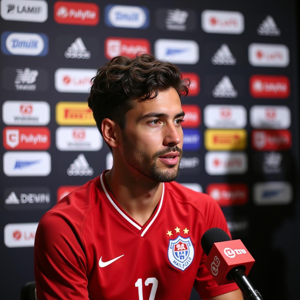 A naturalized player being interviewed about his decision to represent his adopted country.