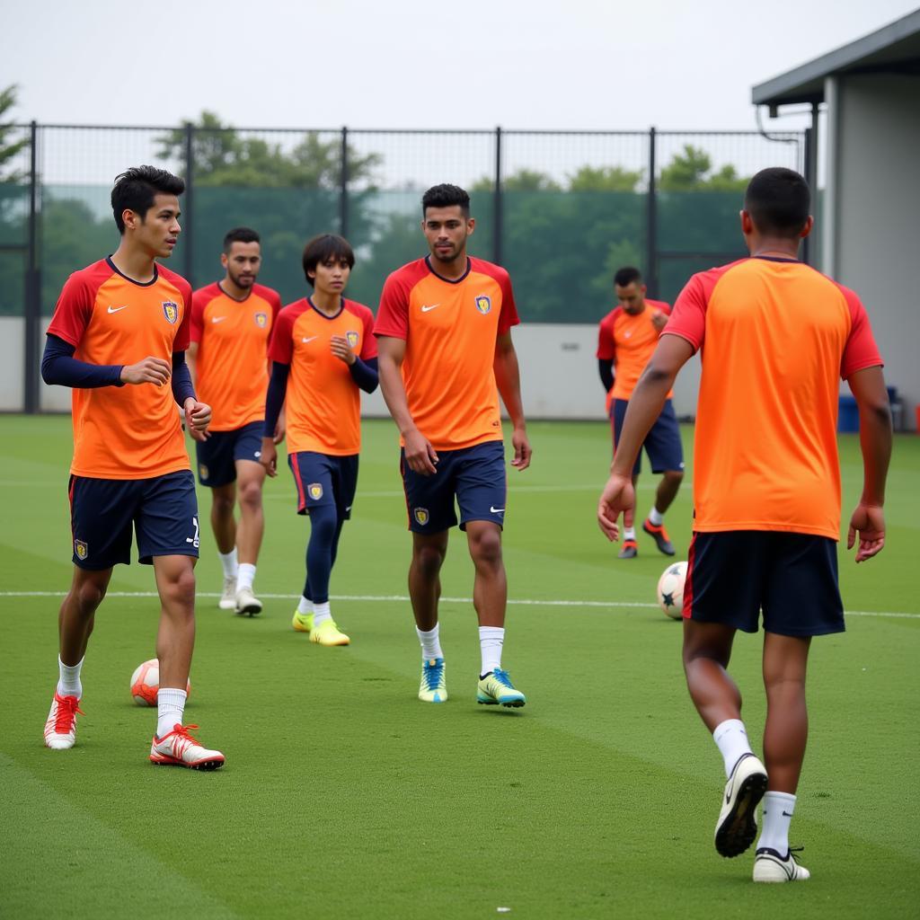 Naturalized players training with the U23 Vietnam team