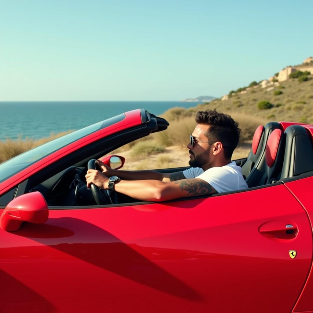 Neymar driving his Ferrari 458 Italia