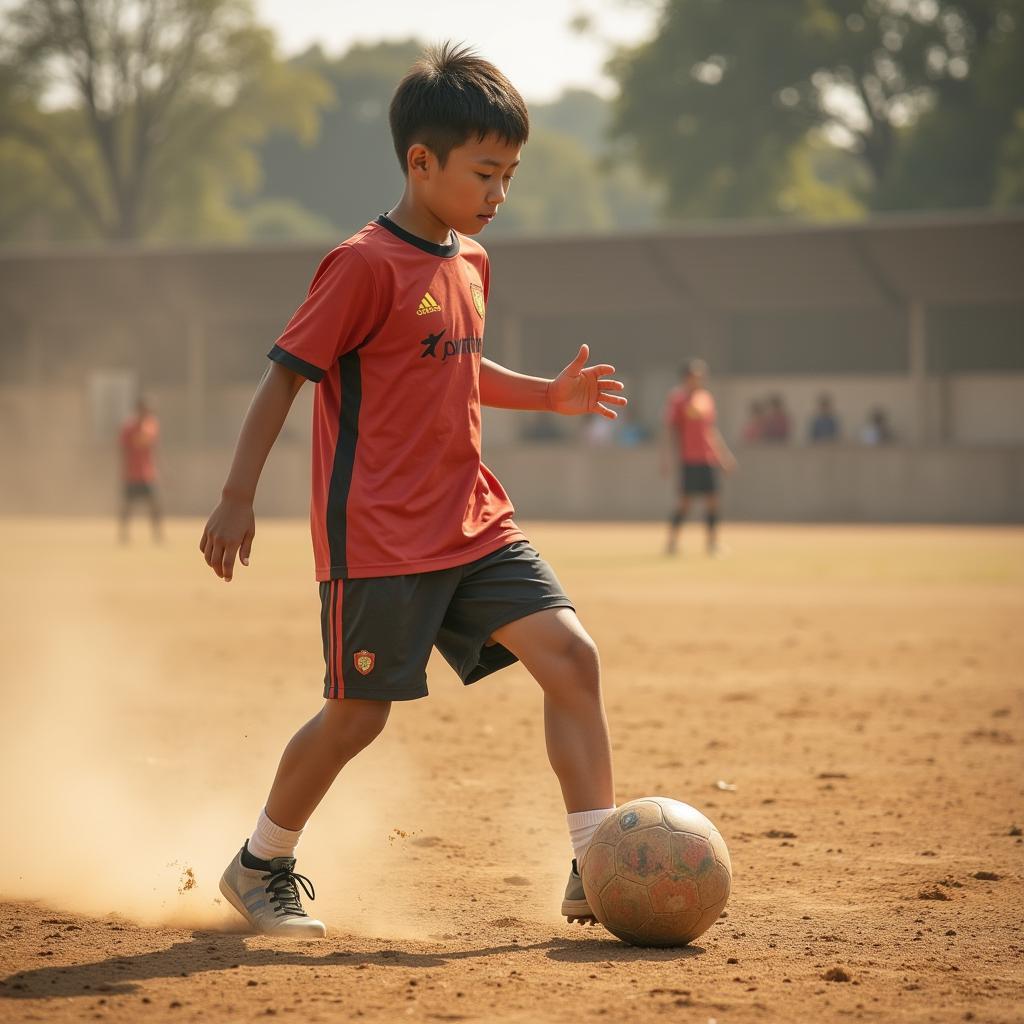 Ngoc Duy training as a youth player