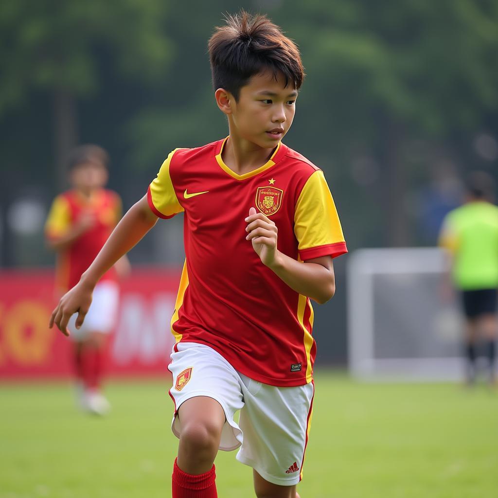 Ngoc Mai playing for a youth team