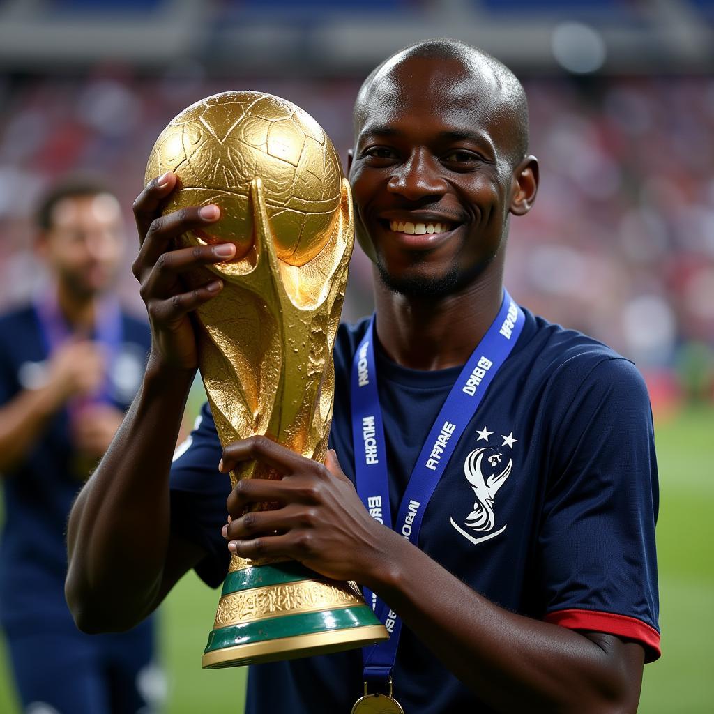 N'Golo Kanté celebrating France's World Cup victory