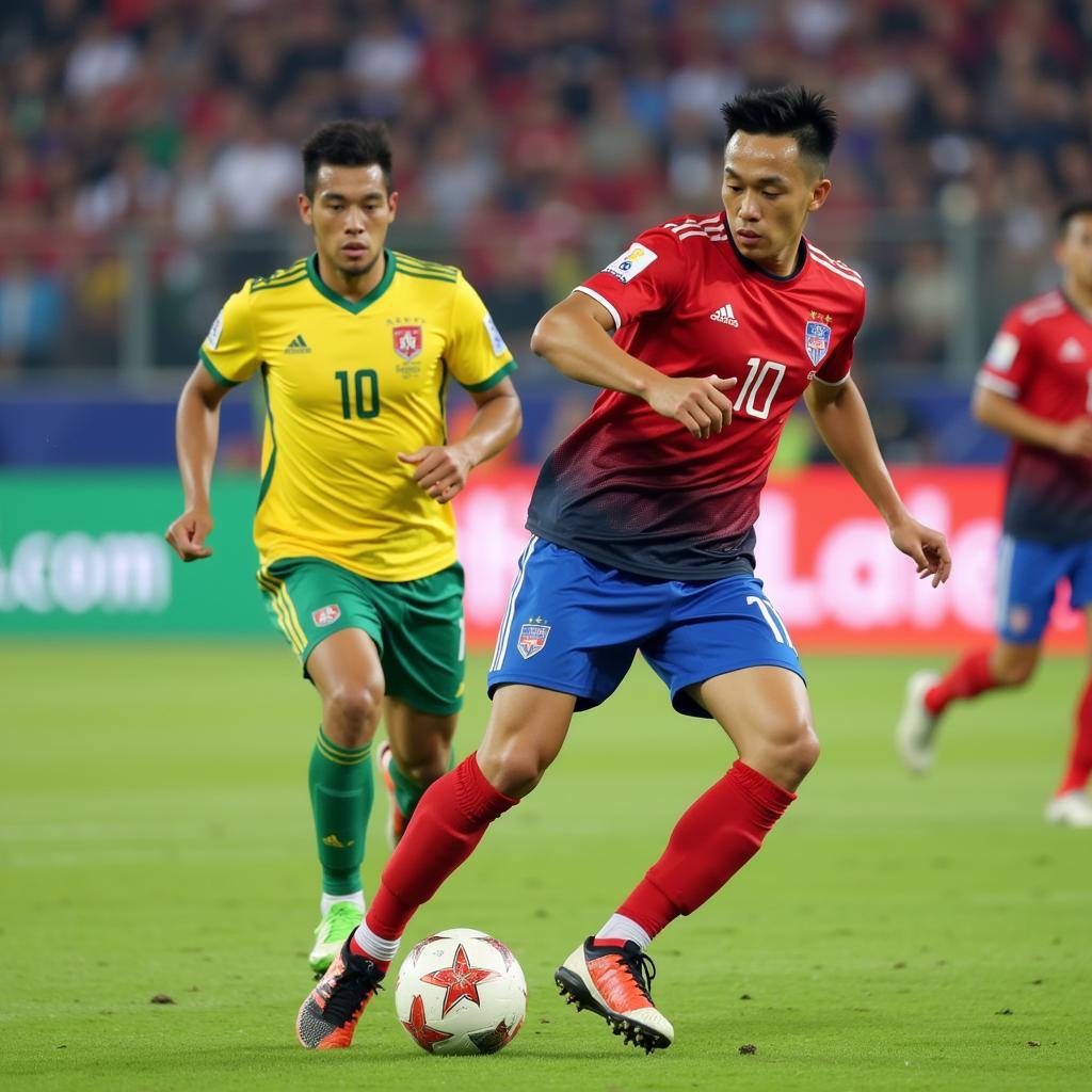 Nguyen Hai Huy controlling the ball in a match for Than Quang Ninh