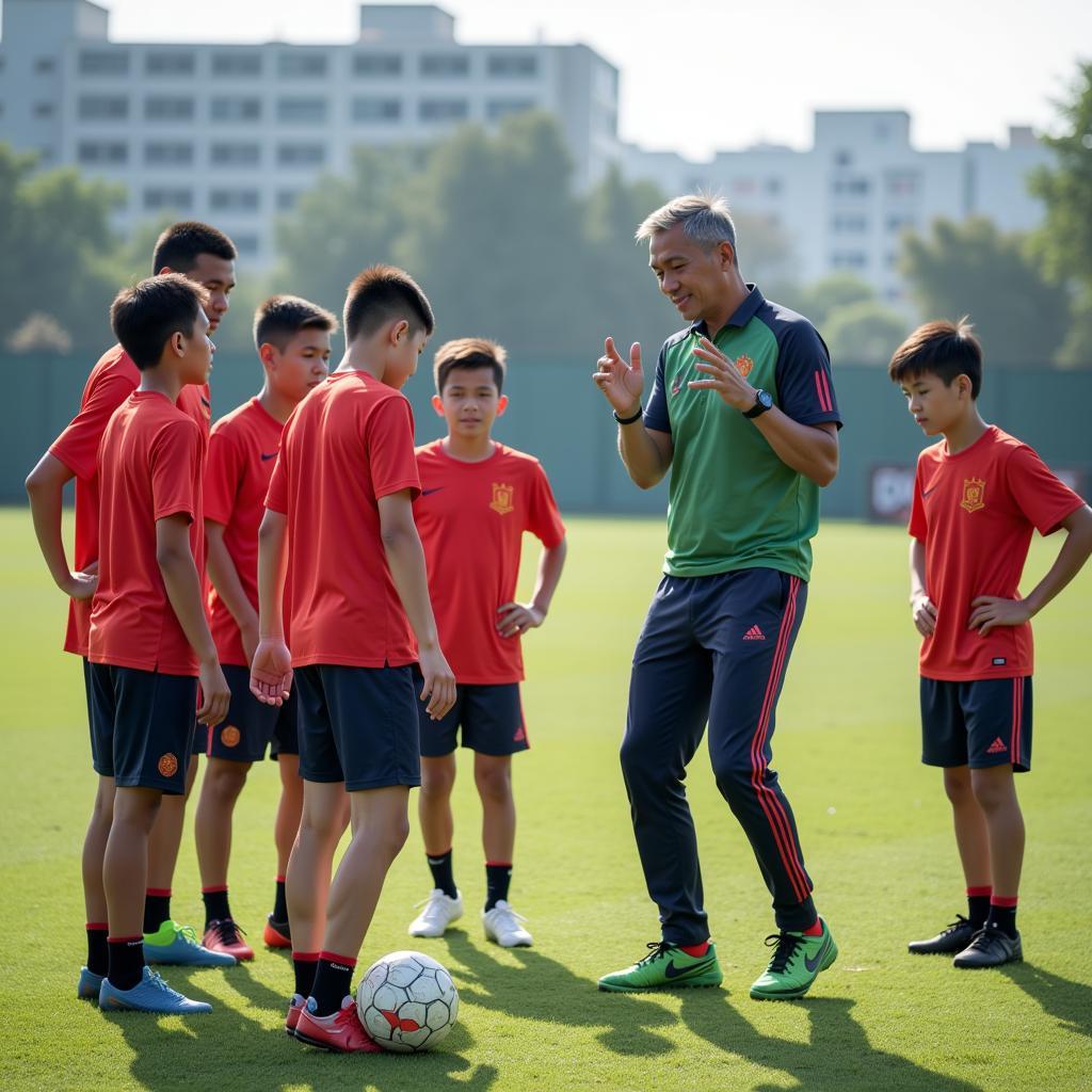 Nguyen Hong Son coaching young footballers