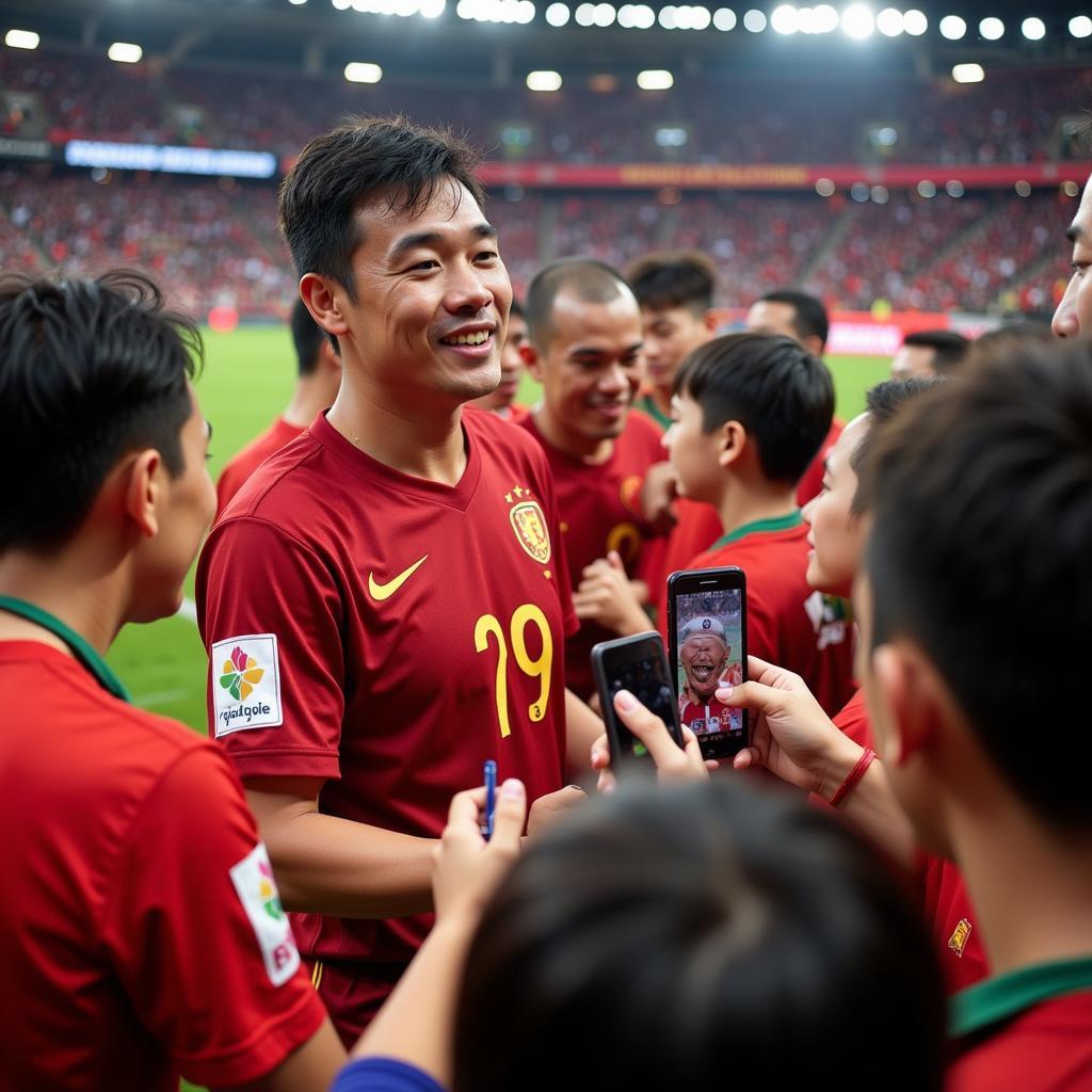 Nguyen Hong Son interacting with fans