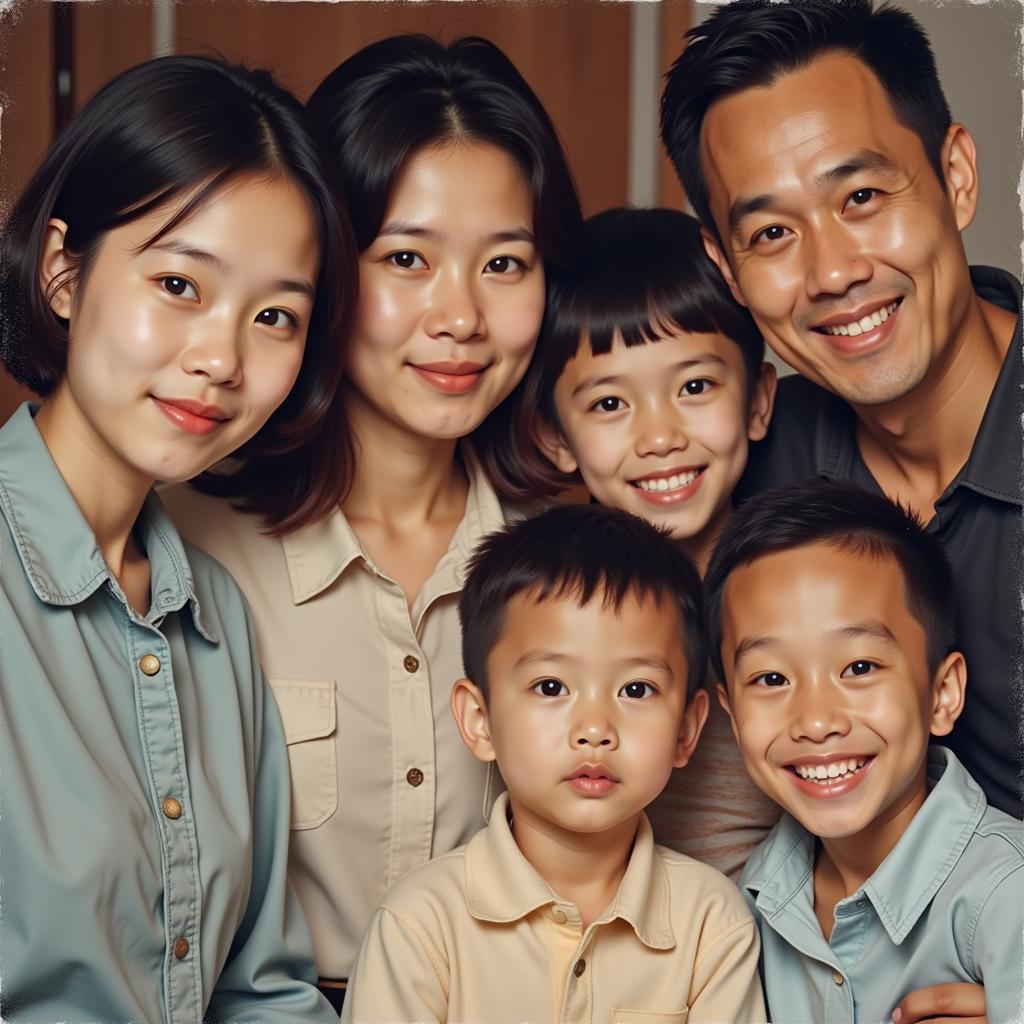 Nguyen Minh Minh with his siblings