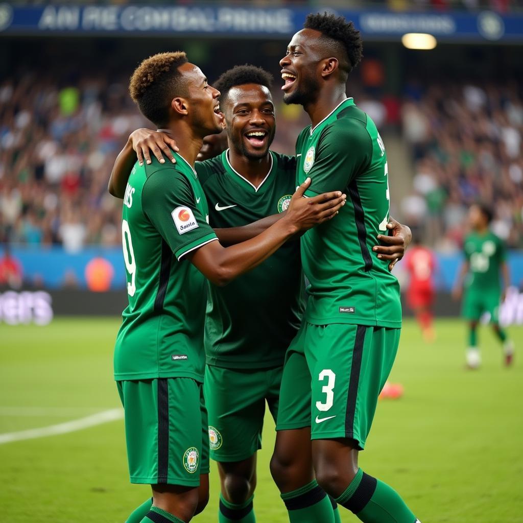 Nigeria National Team Celebrating a Goal