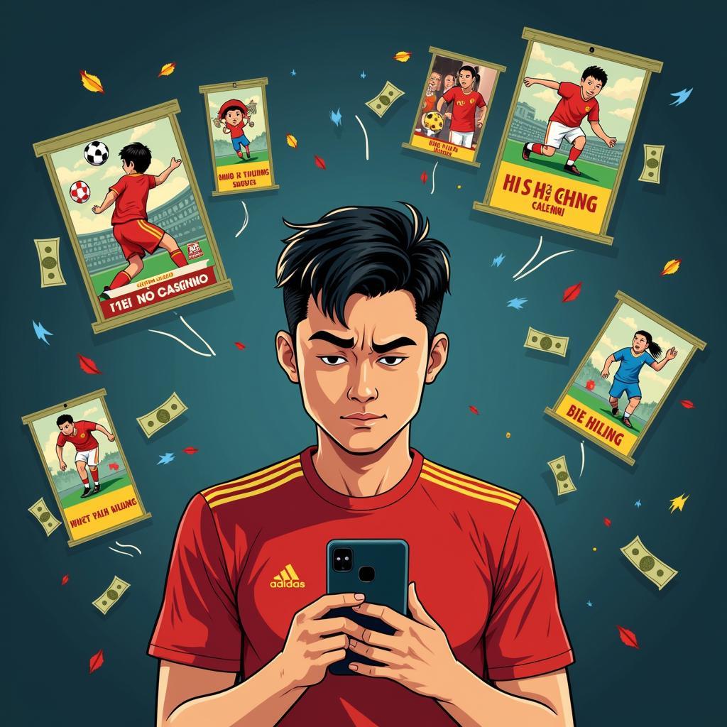 Ninh Binh football player facing the temptation of online gambling platforms.