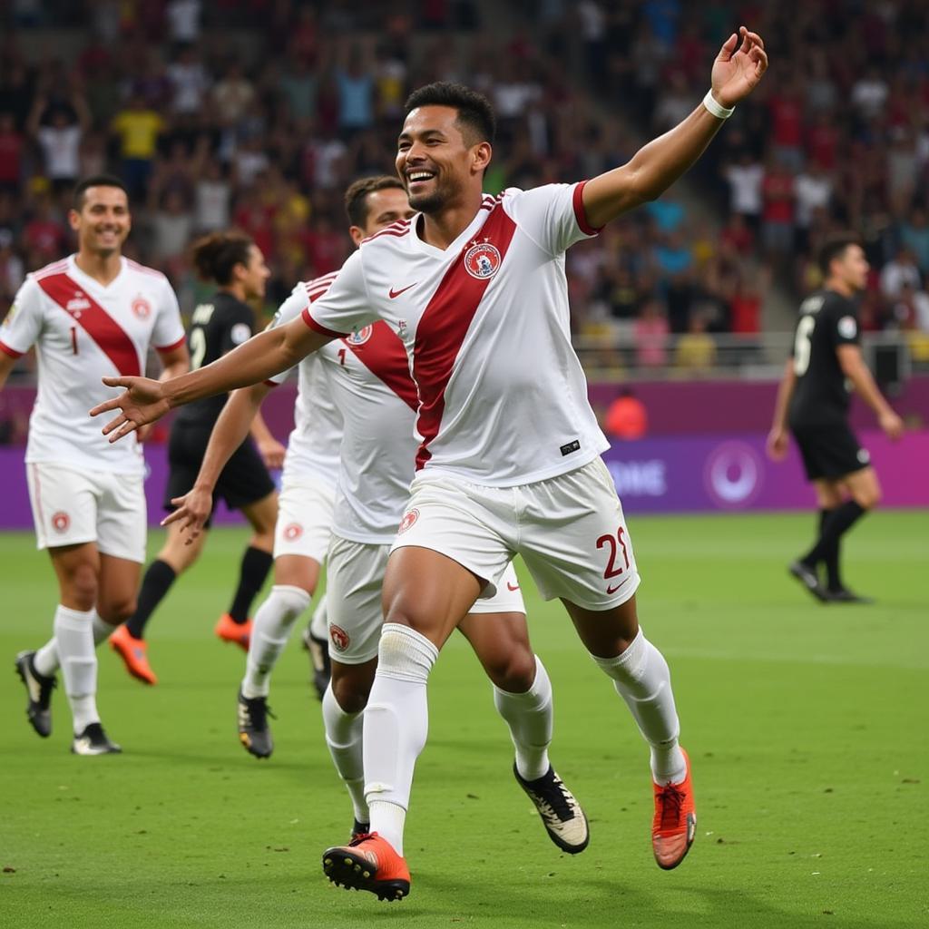 Osvaldo Haay celebrating a goal at the 2019 SEA Games