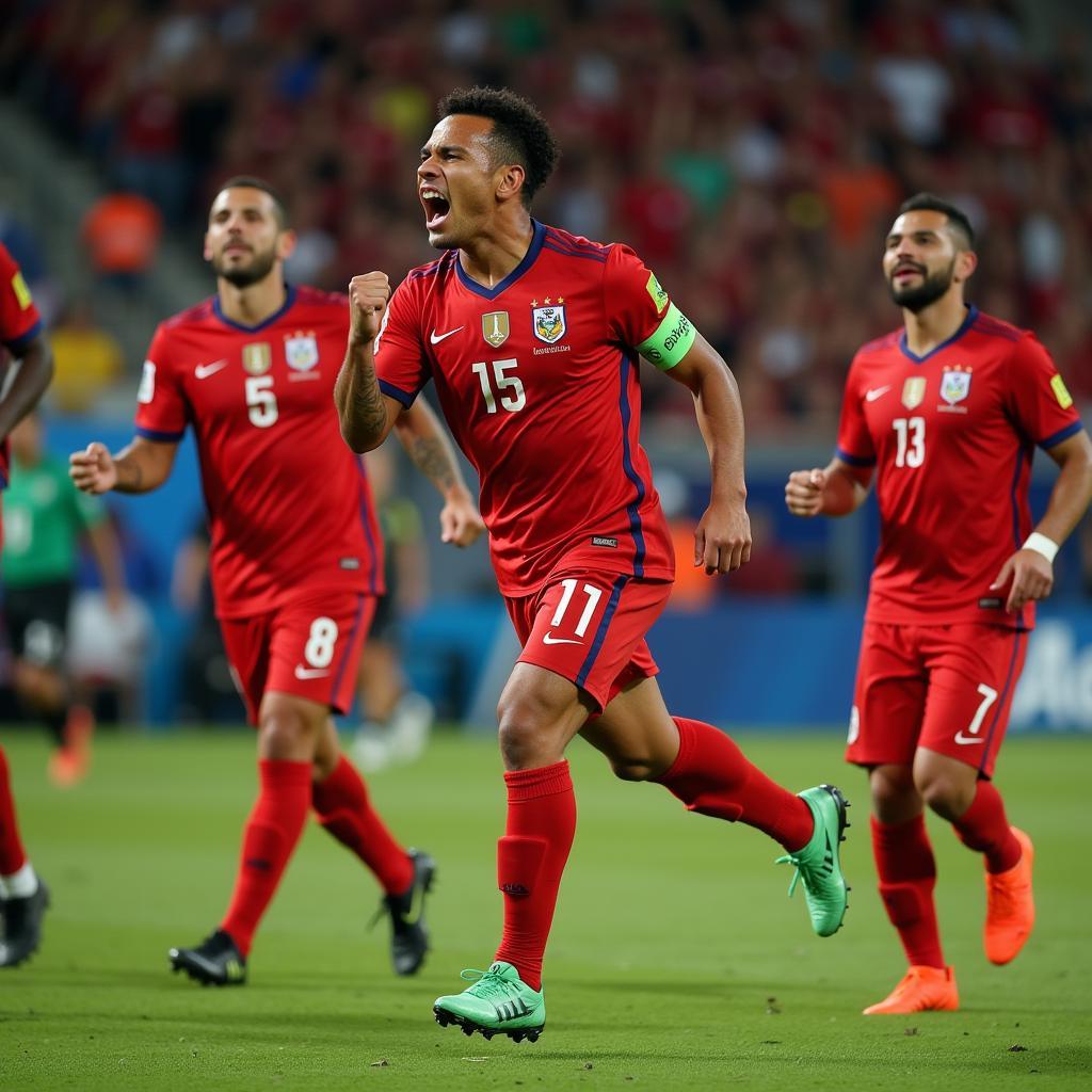 Paolo Guerrero celebrating a goal in Copa America 2019