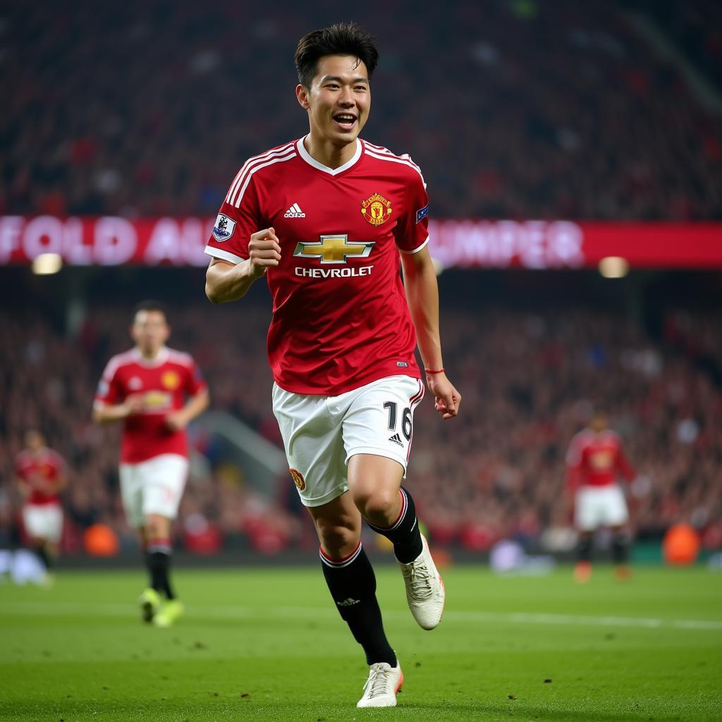 Park Ji-sung, a Manchester United legend, celebrates a goal