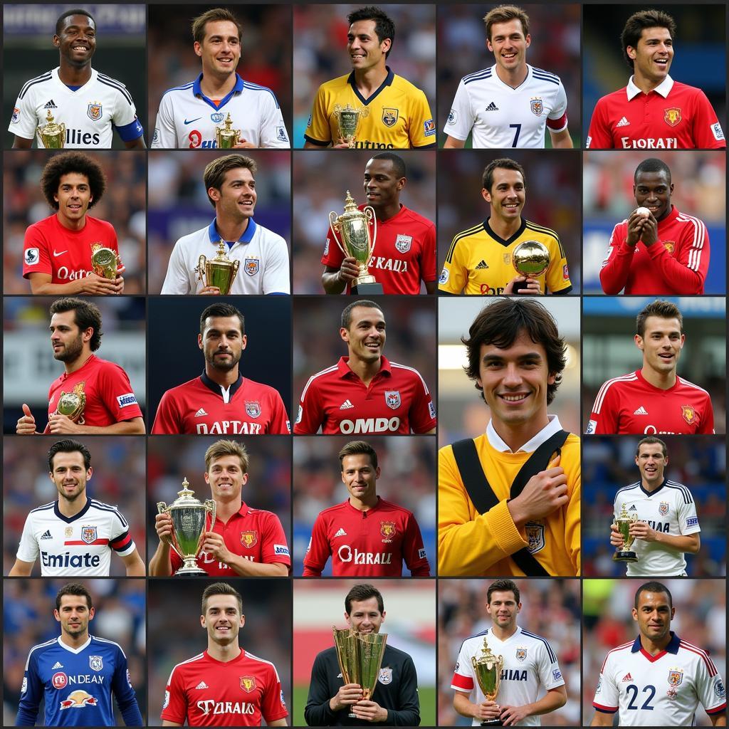 A collage of photos showing past winners of the Best European Footballer award.