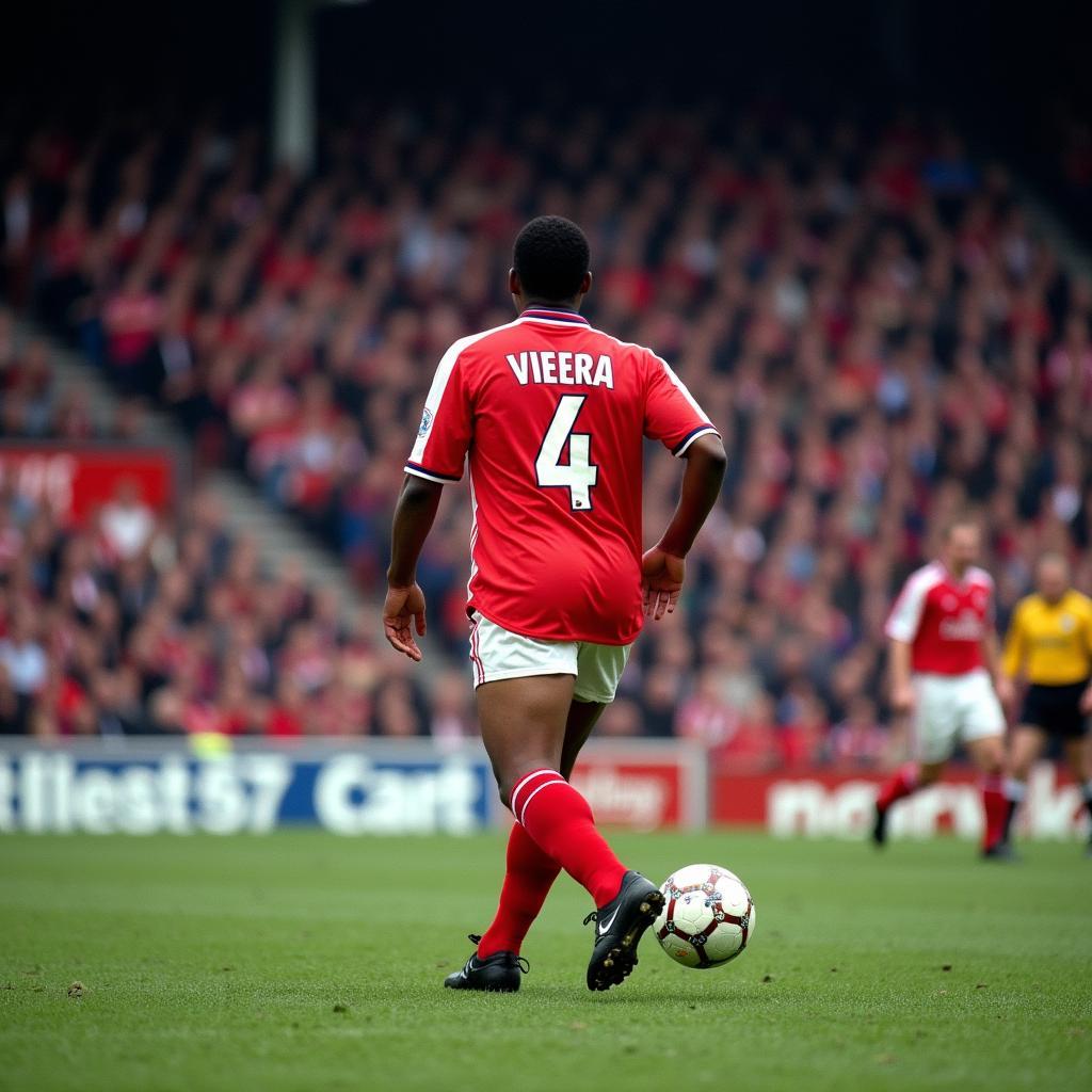 Patrick Vieira wearing the number 4 jersey for Arsenal