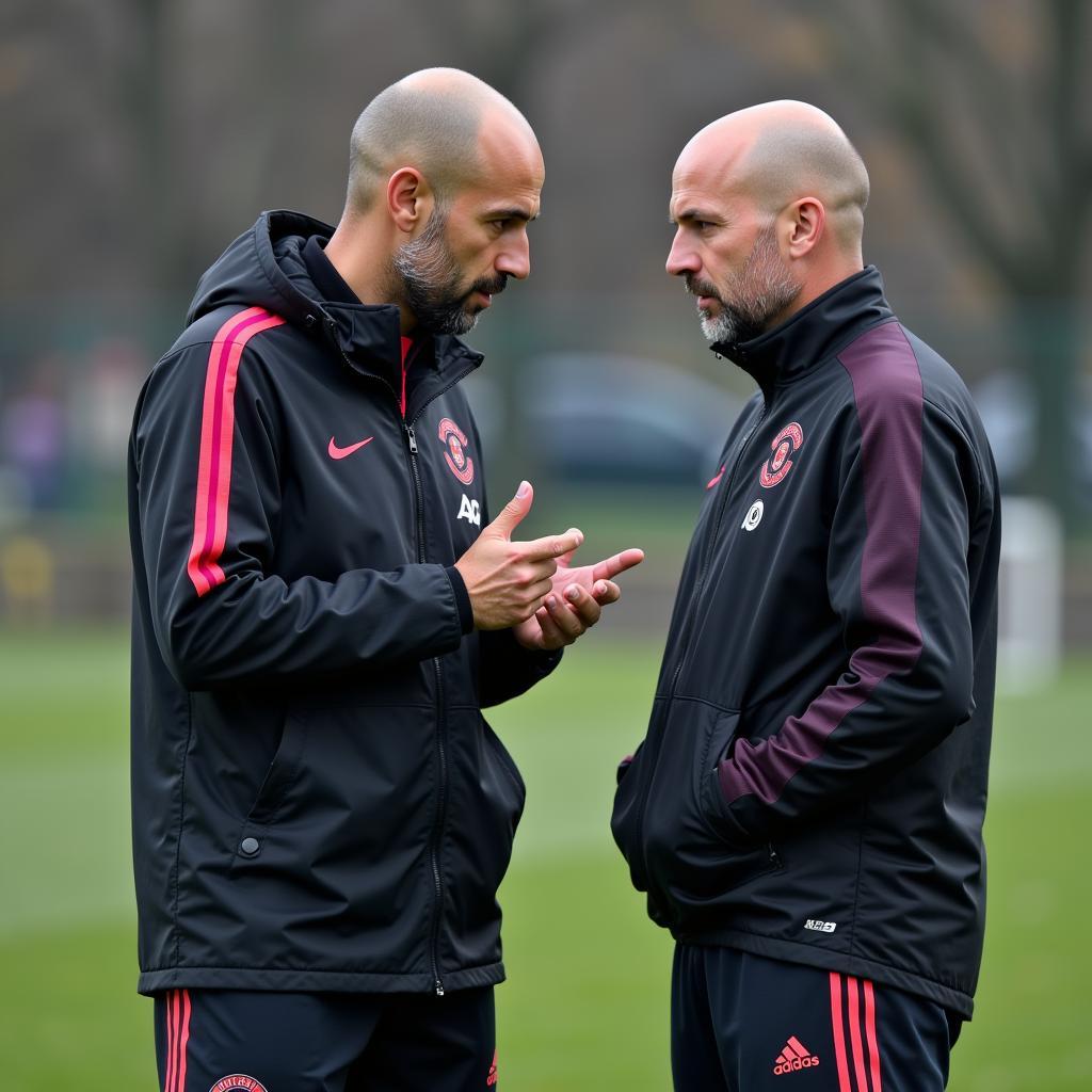 Pep Guardiola and Erling Haaland in Tactical Discussion