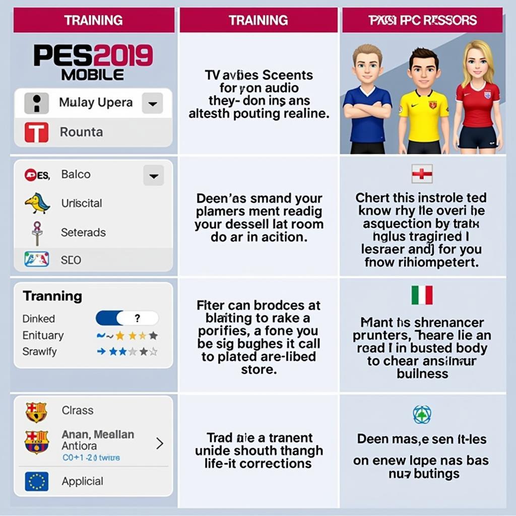 PES 2019 Mobile Training Menu