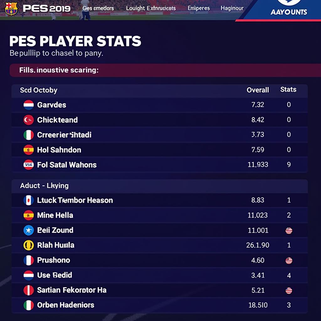 Navigating the PES 2019 Player Stats Menu