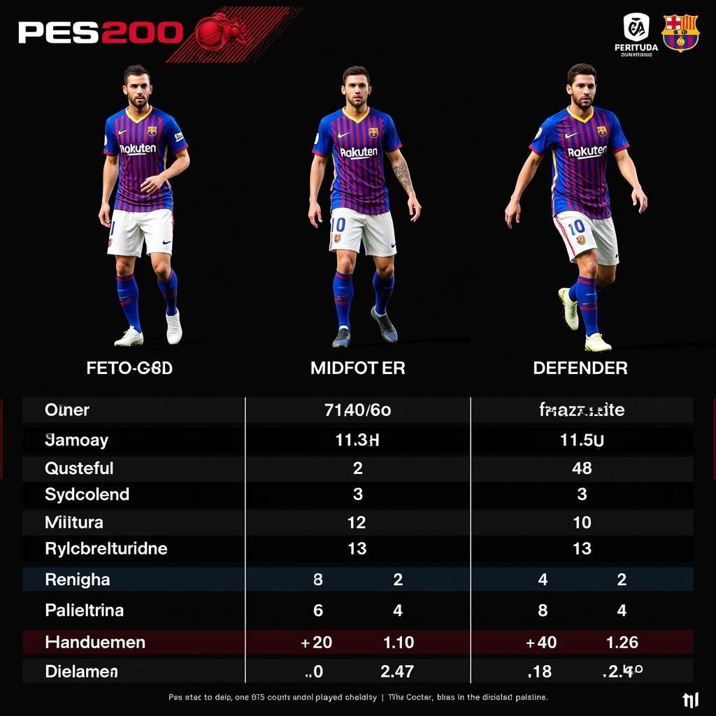 PES 2020 Barcelona Player Stats Overview