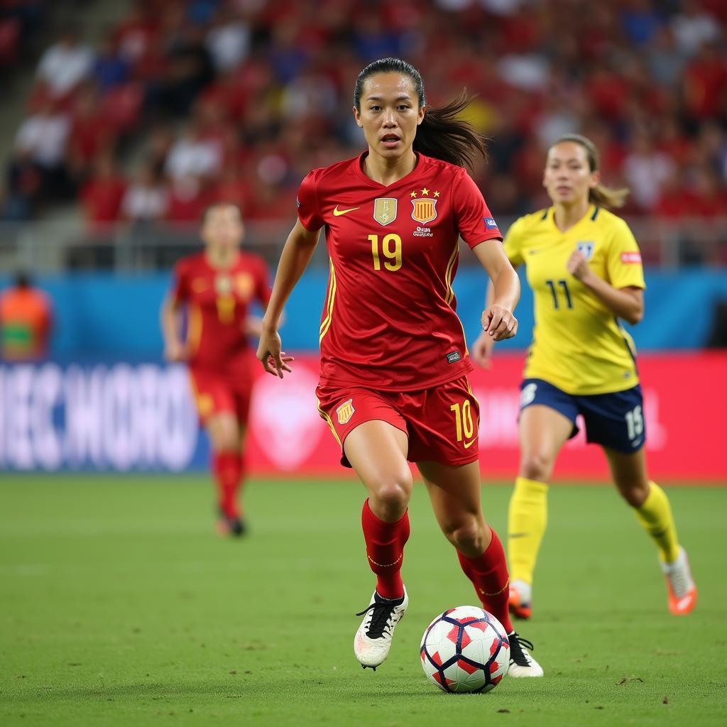 Pham Thi Tuoi in action during a Vietnam Women's National Team match