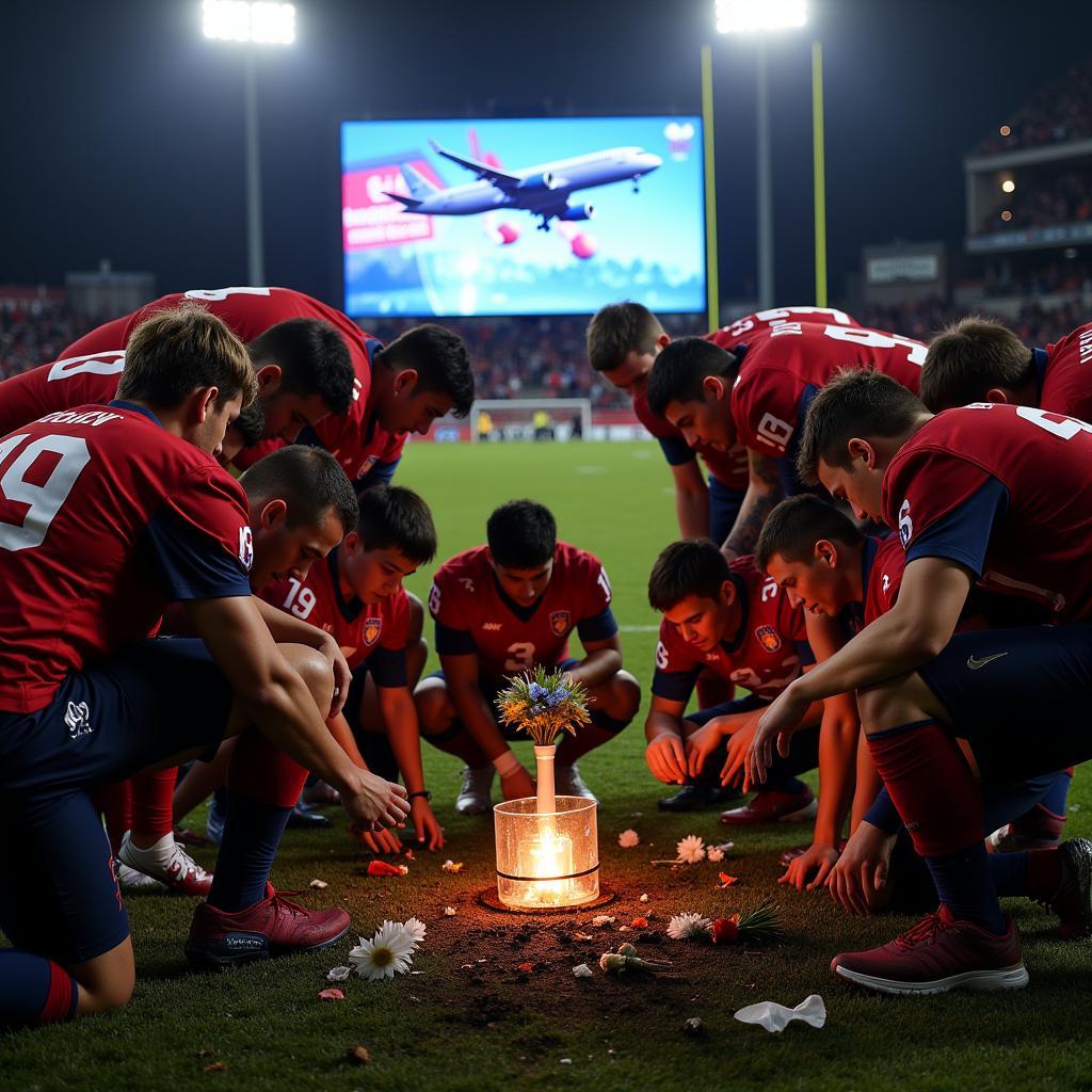 Football team mourning after a plane crash