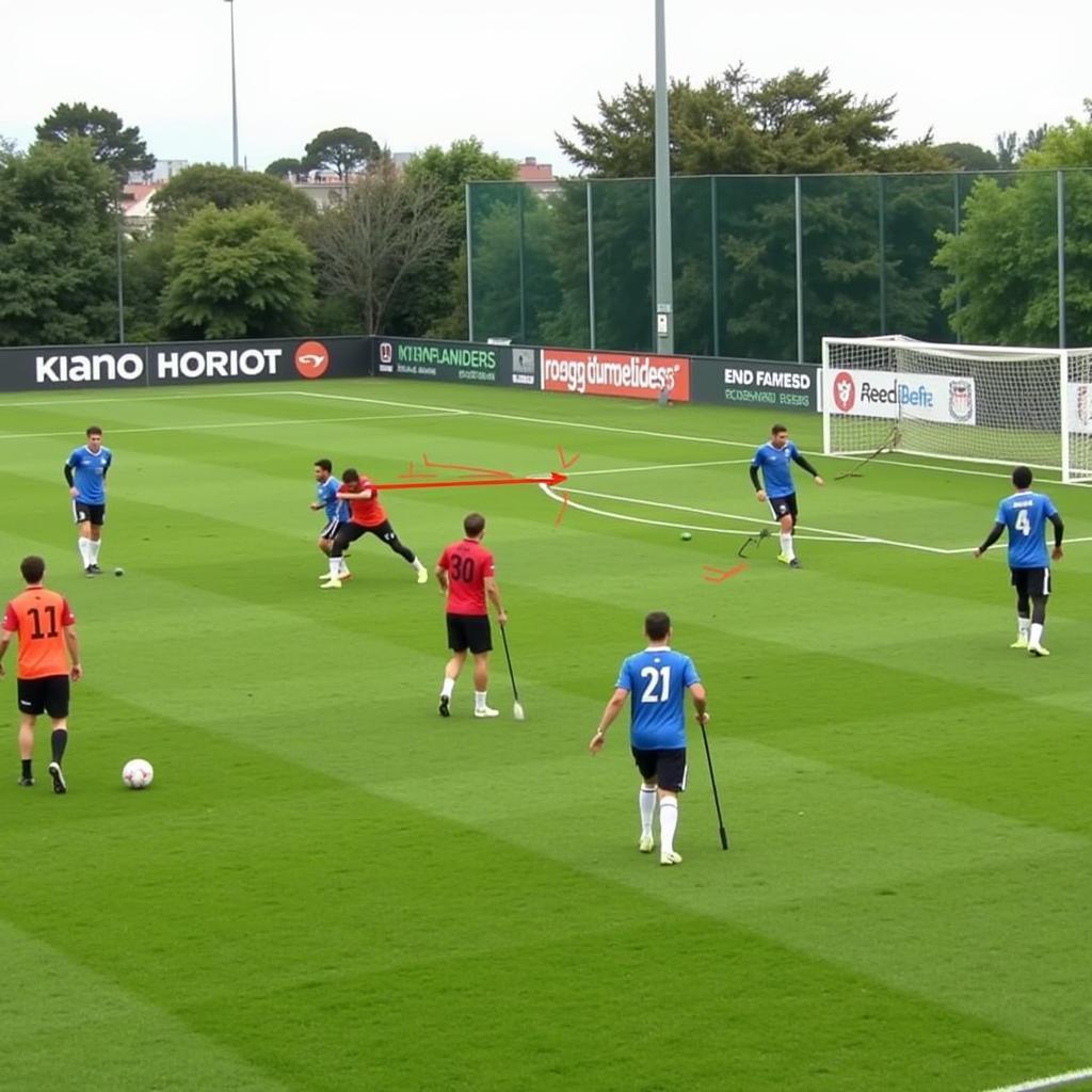 Players Engaging in Tactical Drills within a Player Pod