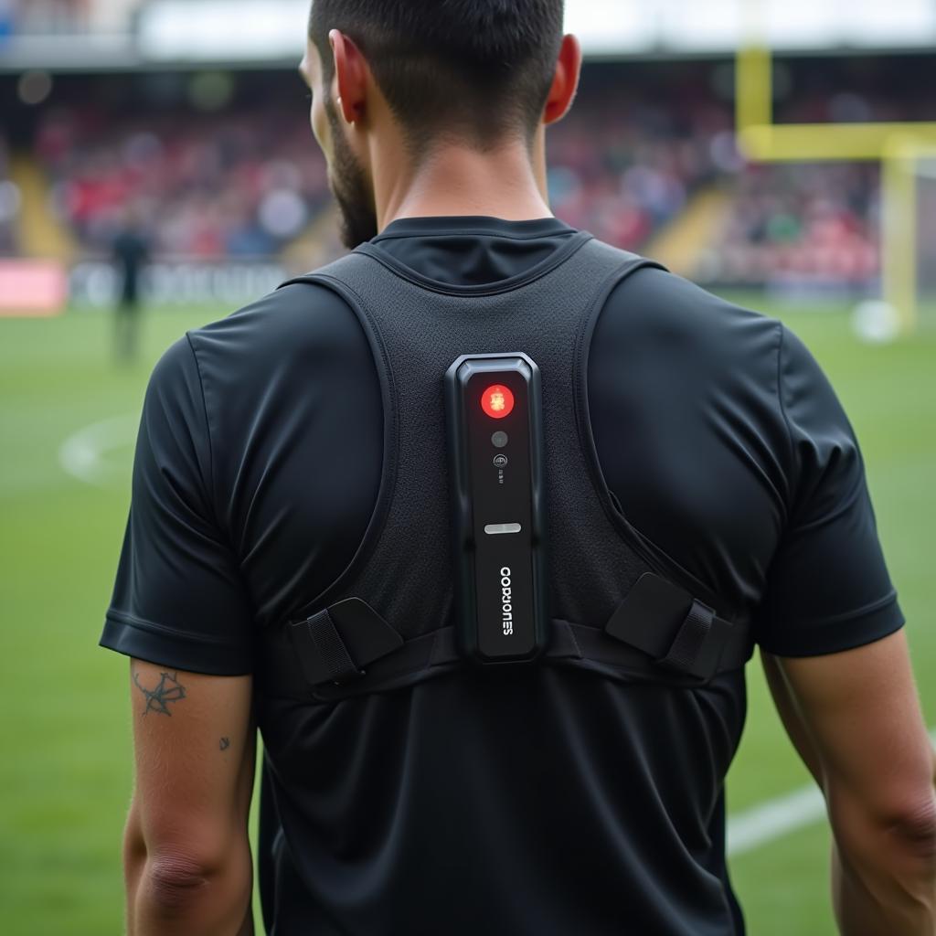 Player Wearing GPS Vest for Distance Tracking