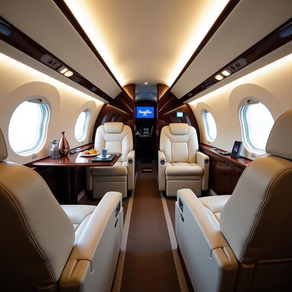 Luxurious Interior of a Private Jet for Football Stars