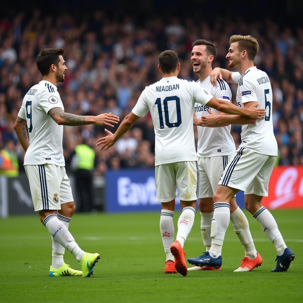 Real Madrid player celebrating a goal after scoring