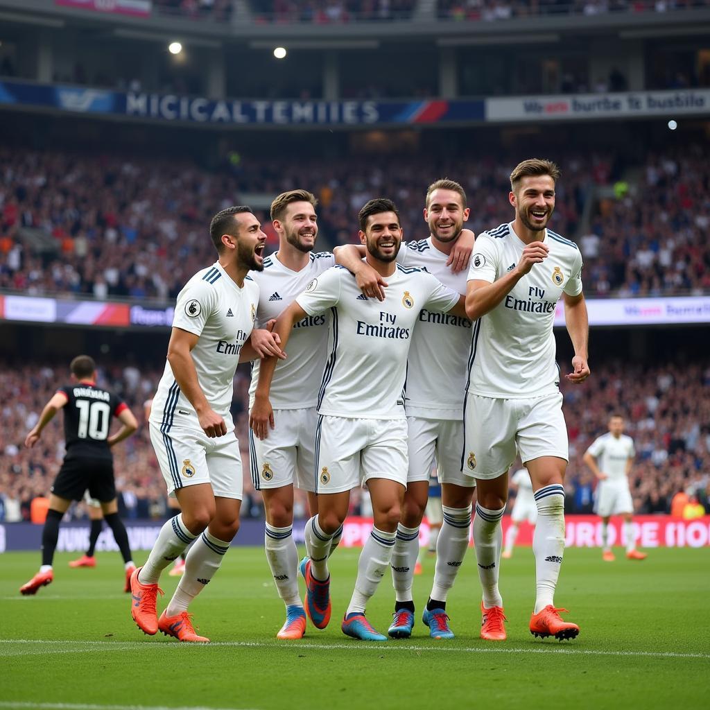 Real Madrid Players Celebrating a Goal