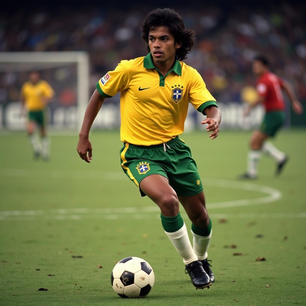 Romario in his early career playing for Brazil