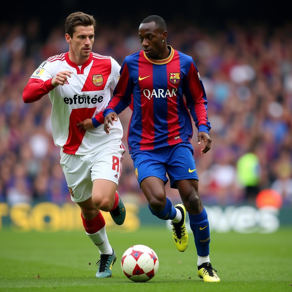 Samuel Eto'o playing for Barcelona