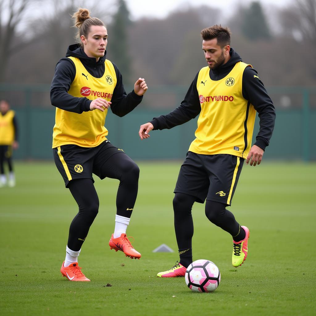 Sancho and Haaland training together at Dortmund