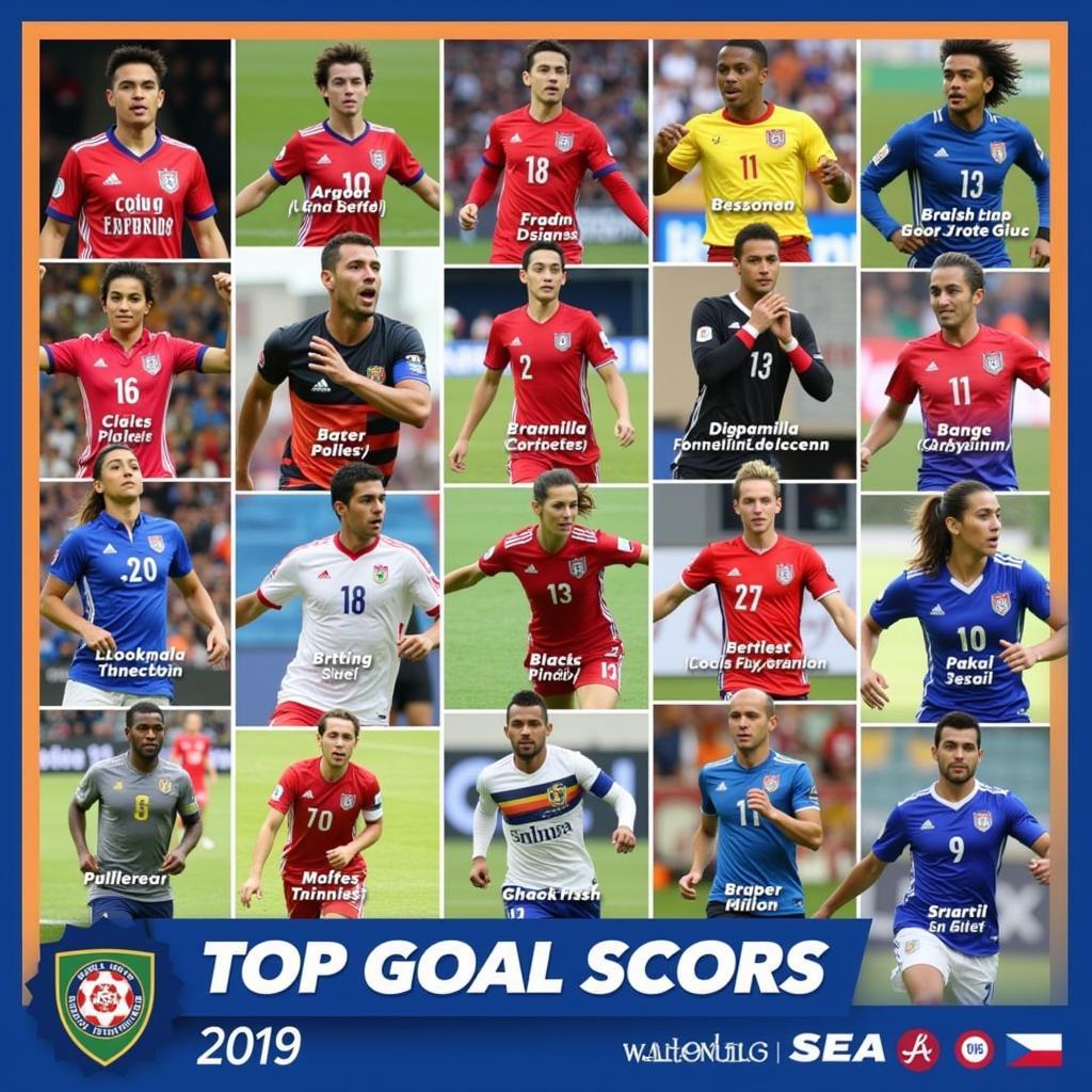 A collage of images showcasing the top scorers of the 2019 SEA Games