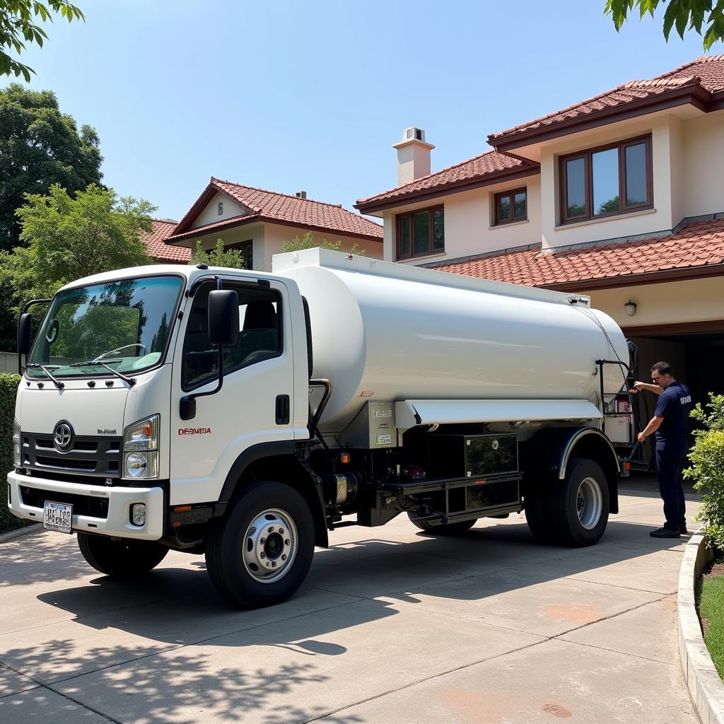 Septic Tank Truck Servicing a Residential Property in Thu Duc District