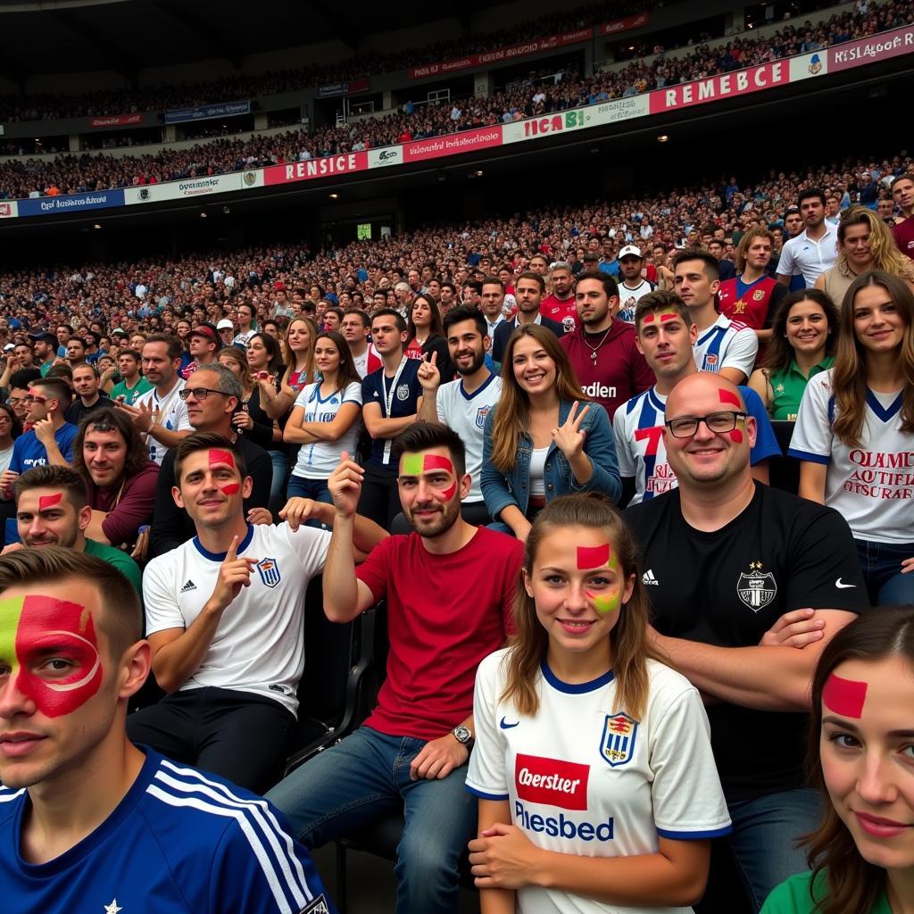 Serie A fans with face paint in the stadium