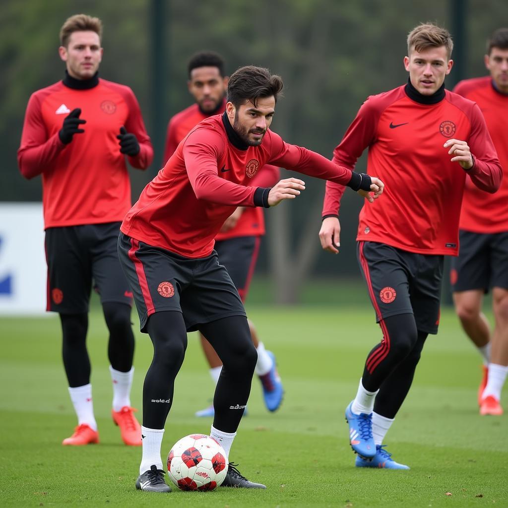 Sheffield United FC players training on the pitch