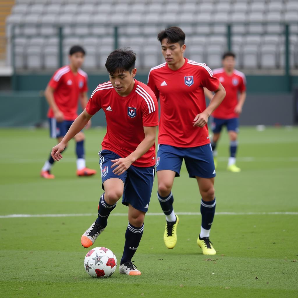 South Korean Football Players Training