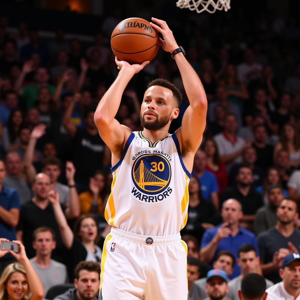 Stephen Curry shooting a three-pointer