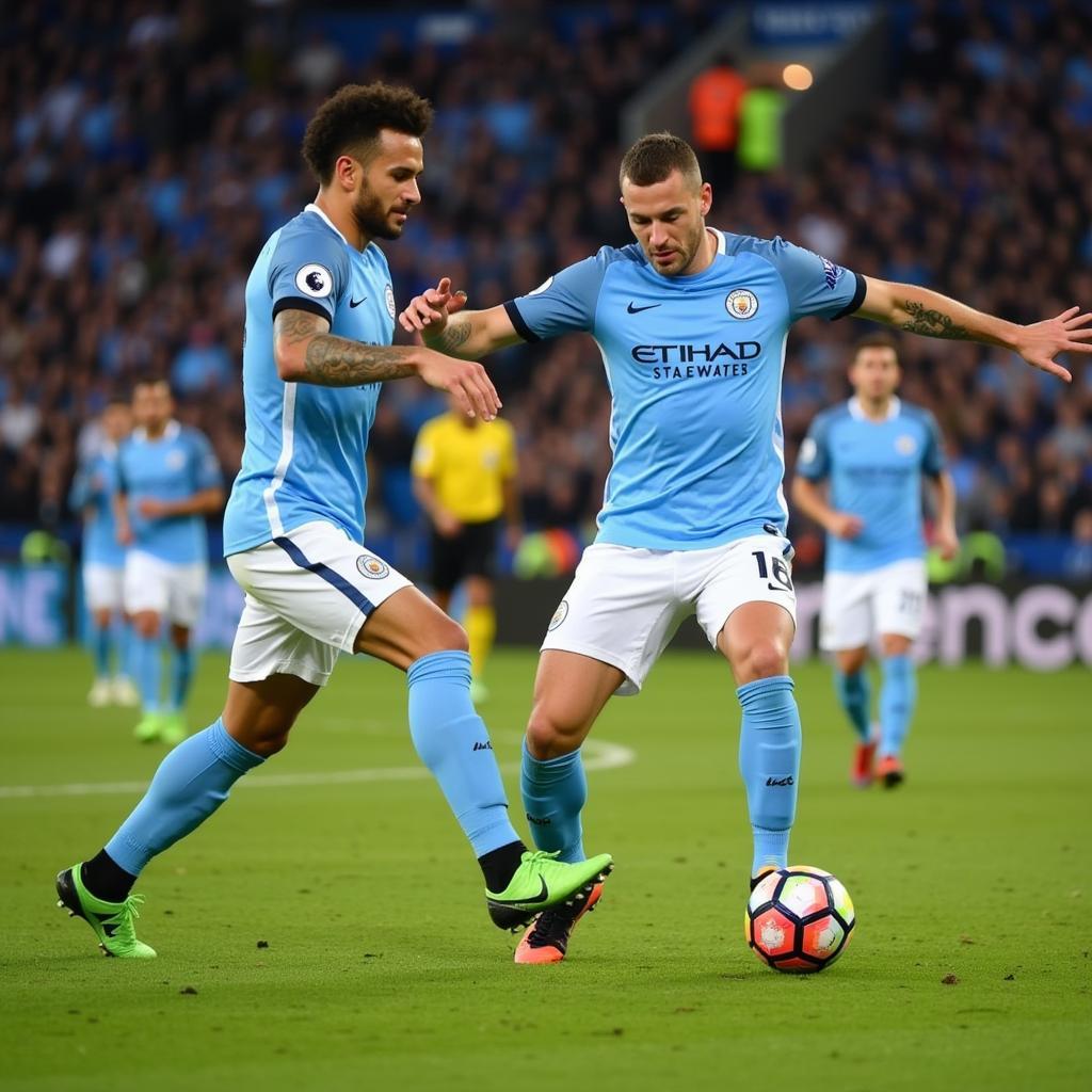 John Stones demonstrating his tactical awareness in a Man City defensive situation